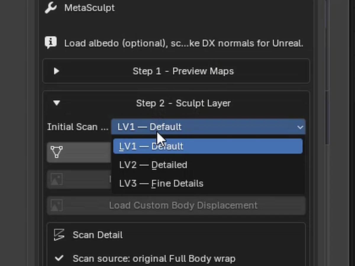 Choose the initial Scan Level