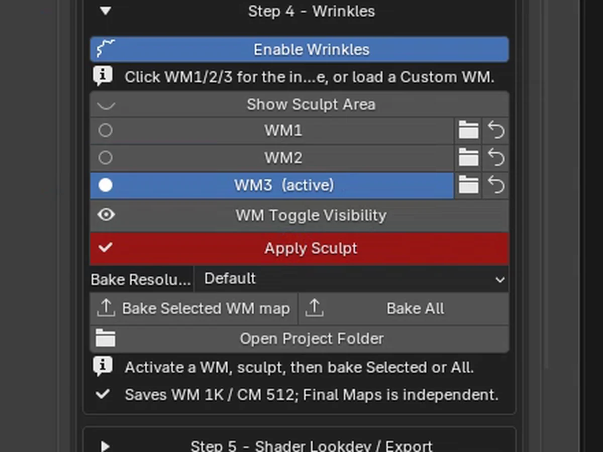 Bake the wrinkle maps