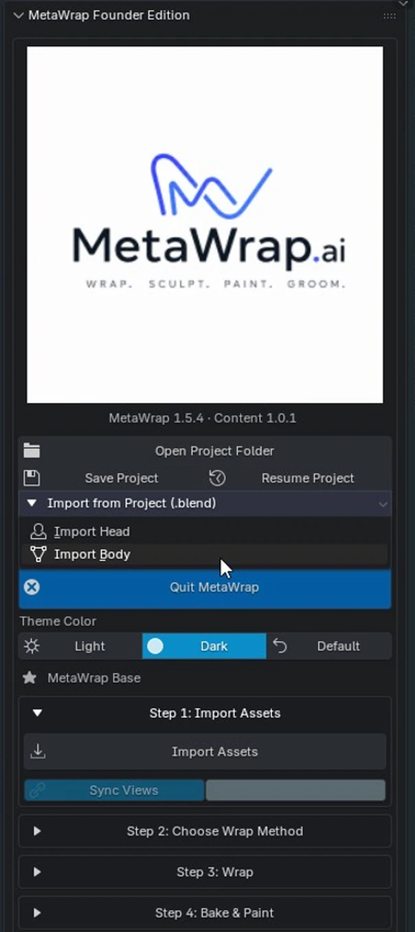 Import a head or a body from another project